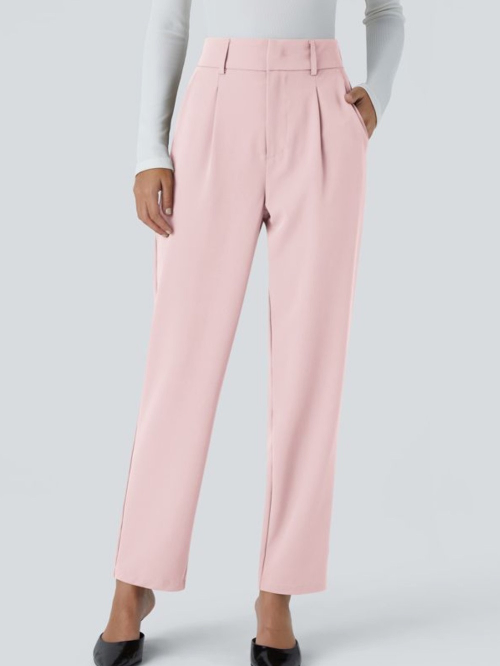 NWT Halara Flex™ High Waisted Pocket Solid Work Tapered Pants pink xl petite